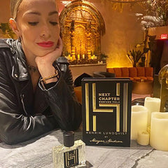 Tina Lundahl poses with Morgan Madison HL brand Vol. 2 perfume